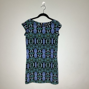 Sam Edelman Womens Black Blue Green Snake‎ Pattern Shift Dress XS